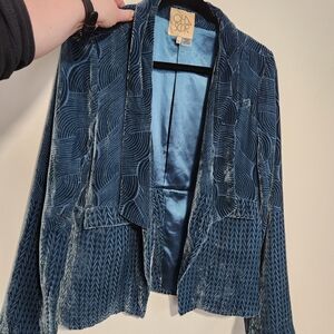 Chaser Blue Textured Velvet Blazer